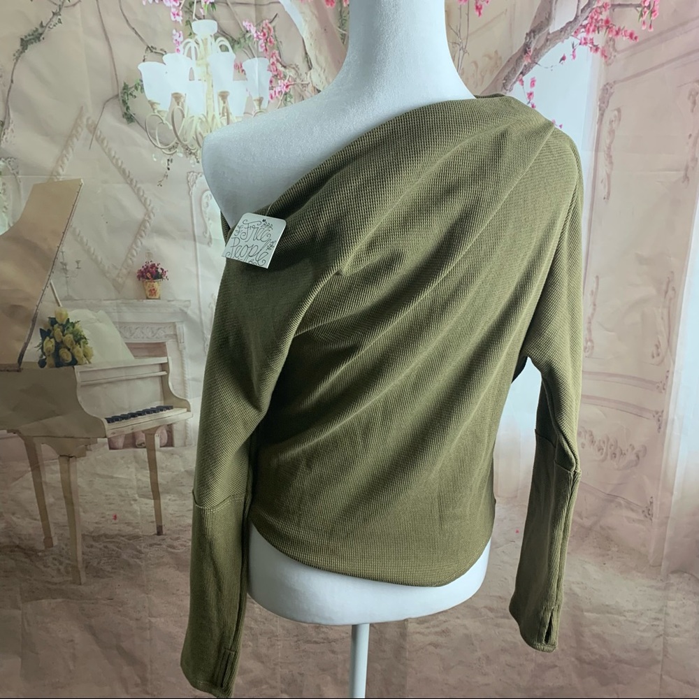 NEW FREE PEOPLE Fuji Off the Fuji Off the Shoulder Thermal Top in Earth … - Picture 9 of 13